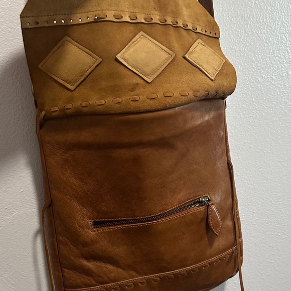 Scully Tan Leather Crossbody Bag with Diamond Accents - Picture 3 of 16